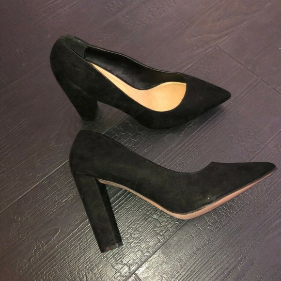 ASOS Pump Block Heels 4" Black Pointed Toes - Picture 1 of 9